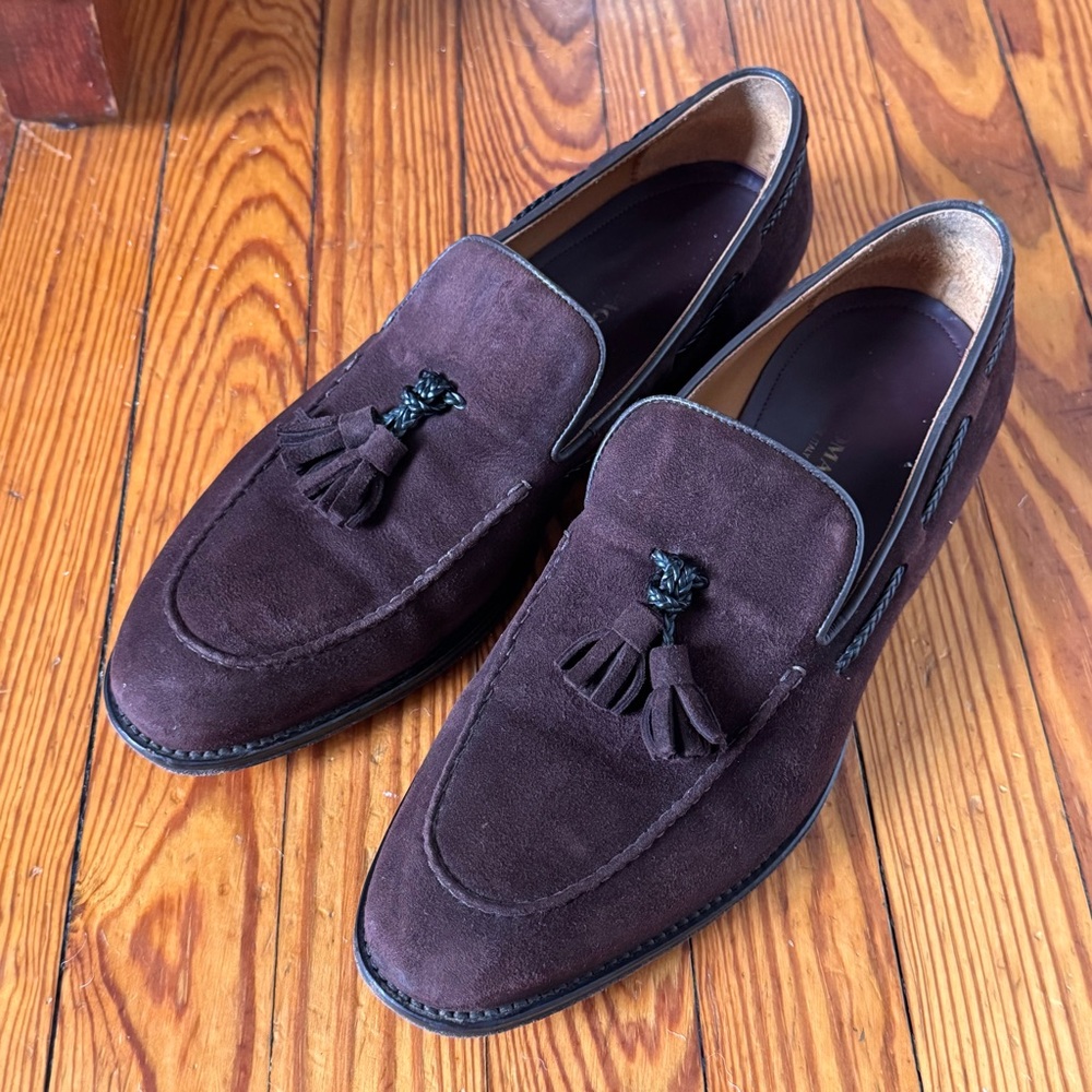 Bruno Magli Brown Suede Tassel Loafers